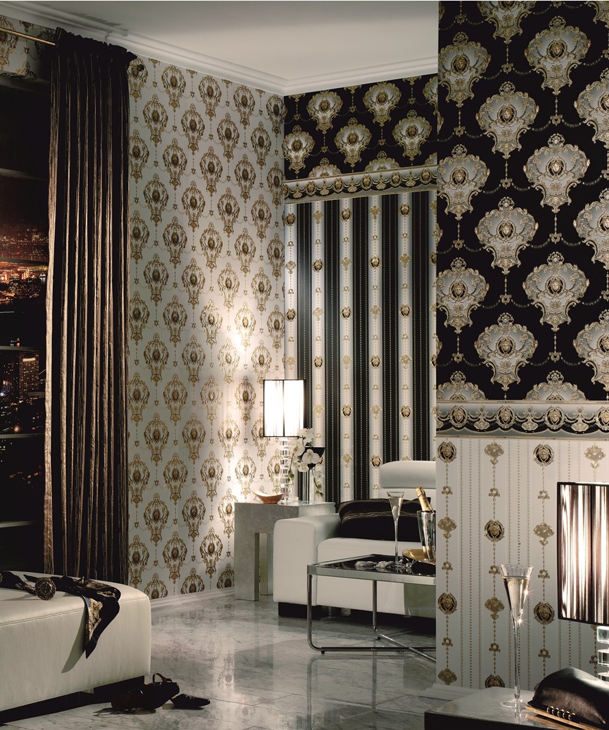 Tapete Satin Barock gold creme braun Hermitage 6_1