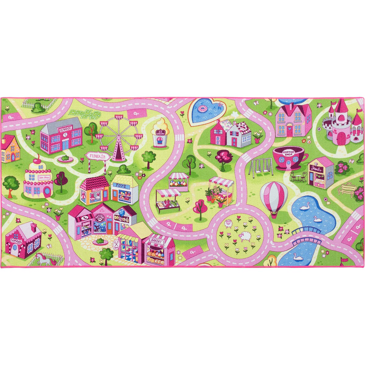 Teppich Spielteppich rosa gruen in 3 Groessen 1508